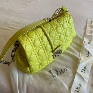 Christian Dior handbag leather purse yellow